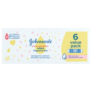 Johnson's Baby Wipes Extra Sensitive 6 Value Pack 336 Wipes