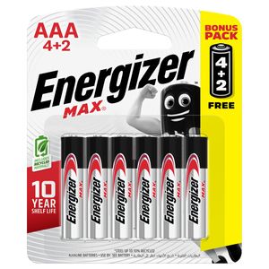 Energizer Batteries Max 6 Pack 4+2 AAA