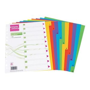 Simple Choice A4 File Index Polypropylene 10 Division