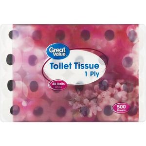 Great Value 1Ply Toilet Paper 48Pack