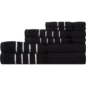 Always Home Bath Towel Set Textured 1 Ea, Black