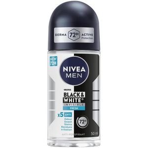 Nivea Men Roll-On B&w Fresh Mist, White, Size: 50ml