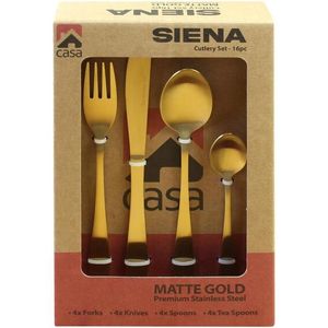 Casa Cutlery Set 16 Piece, Gold