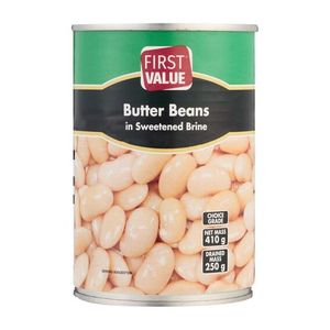 First Value Butter Beans In Brine, Size: 410g