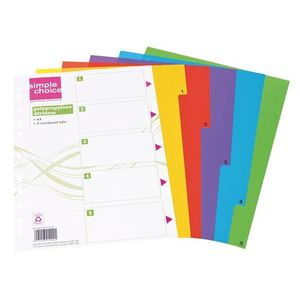 Simple Choice A4 File Index Polypropylene 5 Division