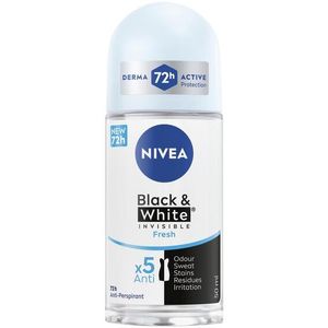 Nivea Roll-On Black & Invisible, White, Size: 50ml