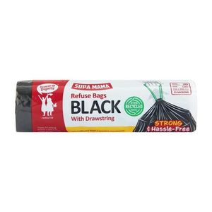 Supa Mama Drawstring Refuse Bags (Pack Of 20), Black