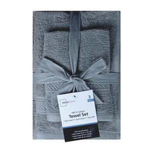 Mainstays 3Pack Towel Set, Charcoal, 100% Cotton