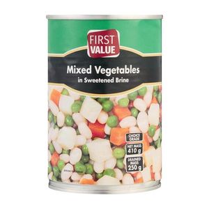 First Value Mixed Vegetables In Brine, Size: 410g