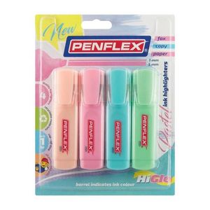 Penflex Higlo Pastel Highlighters Card Of (Pack Of 4)