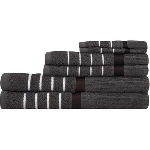 Always Home Bath Towel Set Textured 1 Ea, Charcoal