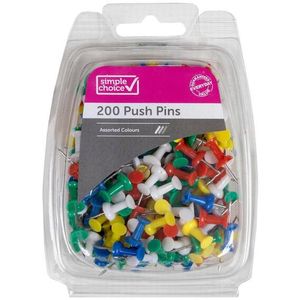 Simple Choice Colour Plastic Push Pins (Pack Of 200)