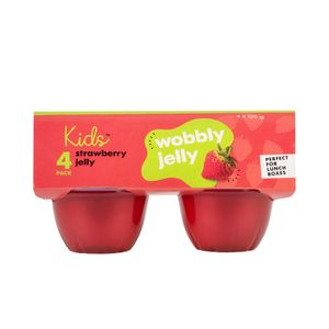 Kids? Strawberry Flavoured Wobbly Jelly Cups 4 x 120 g