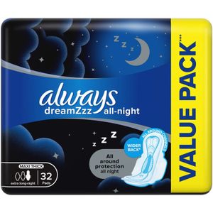 Always Dreamzzz All Night Maxi Thick Pads 32 pk