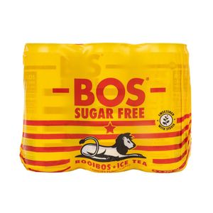 BOS Sugar Free Lemon Flavoured Ice Tea Cans 6 x 300 ml