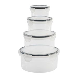 Click and Store Set of Round Nested Plastic Food Containers 4 pk