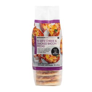 Frozen Mini Cheese & Smoked Bacon Pizzas 10 x 60 g