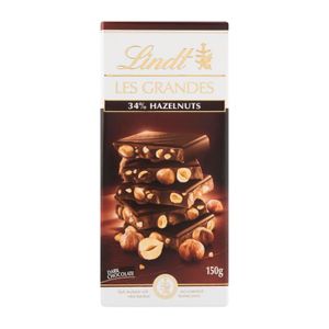 Lindt Les Grandes 34 % Hazelnut Dark Chocolate Slab 150 g