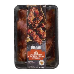 BBQ Marinated Chicken Thigh Kebabs 650 g