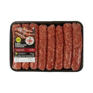 Free Range Beef Boerewors Portions 1 kg