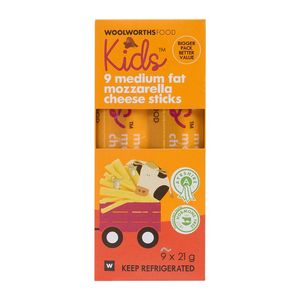 Kids? Ayrshire Medium Fat Mozzarella Cheese Sticks 9 x 21 g