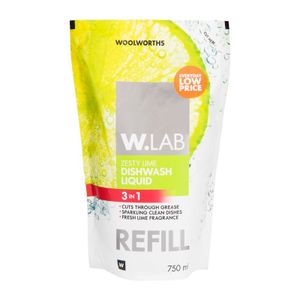 W.Lab 3 in 1 Zesty Lime Dishwash Liquid Refill 750 ml
