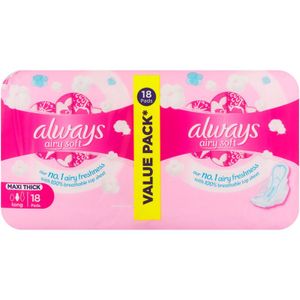 Always Airy Soft Maxi Thick Long Sanitary Pads 18 pk