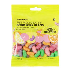 Free From Gelatine Sour Jelly Beans 125 g