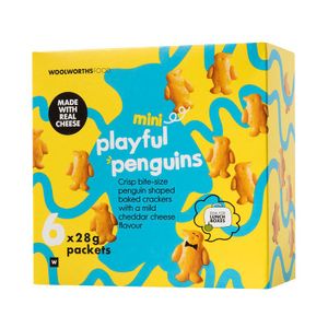 Playful Penguins Mini Cheese Flavoured Crackers 6 x 28 g