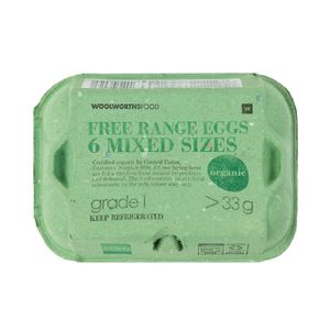 Organic Free Range Mixed Sizes Chilled Eggs 6 pk