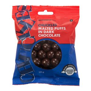 CHUCKLES? Malted Puffs in Dark Chocolate 125 g