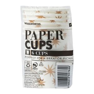 Plain Cream Paper Cups 6 pk