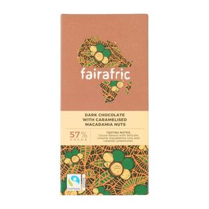 Fairafric 57 % Organic Dark Chocolate with Caramelised Macadamia Nuts 80 g