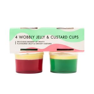Fresh Wobbly Jelly & Custard Cups 4 x 95 g