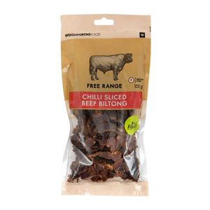 Free Range Chilli Sliced Beef Biltong 150 g