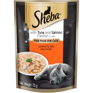 Sheba Complete and Balanced with Tuna and Salmon Flavour in Jelly Cat Food 70 g