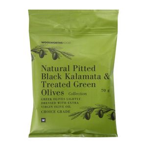 Pitted Black Kalamata and Green Olives 70 g