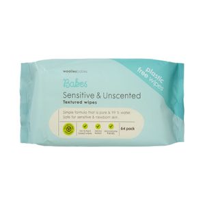 Babes Sensitive and Unscented Textured Wipes 64 pk