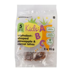 Kids? Alphabet-Shaped Pineapple and Carrot Bites 5 x 25 g