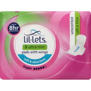 Lil-lets Super Ultra Thin Long Length Pads 8 pk