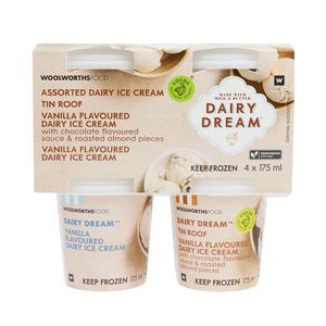 Dairy Dream? Tin Roof & Vanilla Flavoured Dairy Ice Cream 4 x 175 ml