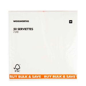 2 Ply Plain Serviettes 50 pk