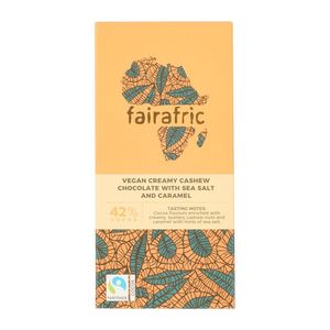 Fairafric 42 % Organic Vegan Creamy Cashew Chocolate with Sea Salt and Caramel 80 g