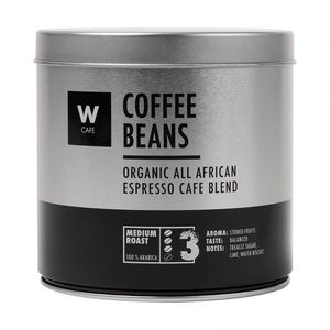 WCafe Organic All African Espresso Cafe Blend Beans in Tin 250 g