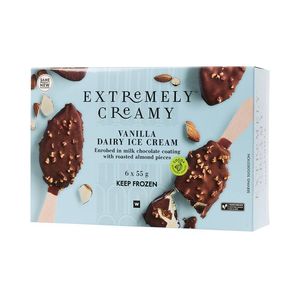 Frozen Extremely Creamy Mini Vanilla Almond Dairy Cream Ice 6 x 55 g