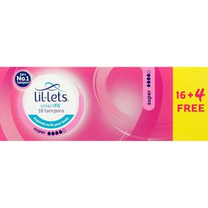 Lil-Lets Smartfit Non Applicator Super Tampons 16 + 4 pk