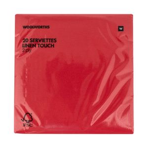 2 Ply Red Linen Touch Serviettes 20 pk