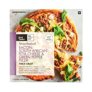 Frozen Stonebaked Bacon, South African Feta Cheese & Green Pepper Pizza 450 g
