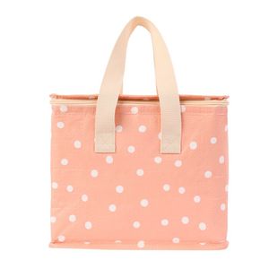 Peach Polka Dot Insulated Lunch Bag