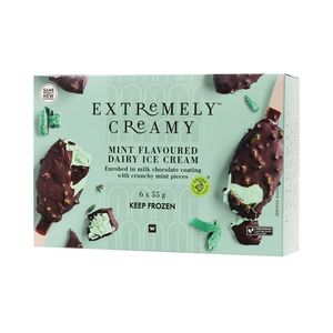 Frozen Extremely Creamy Mini Mint Flavoured Dairy Ice Cream 6 x 55 g